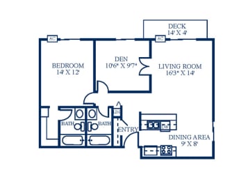 1 bed, 2 baths, 1,014 sqft, $1,600