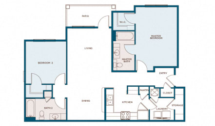 2 beds, 2 baths, 1,114 sqft, $1,804