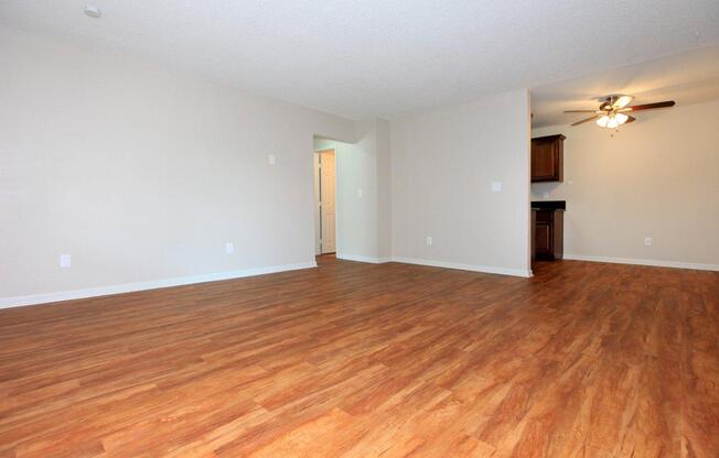 a room with a hard wood floor