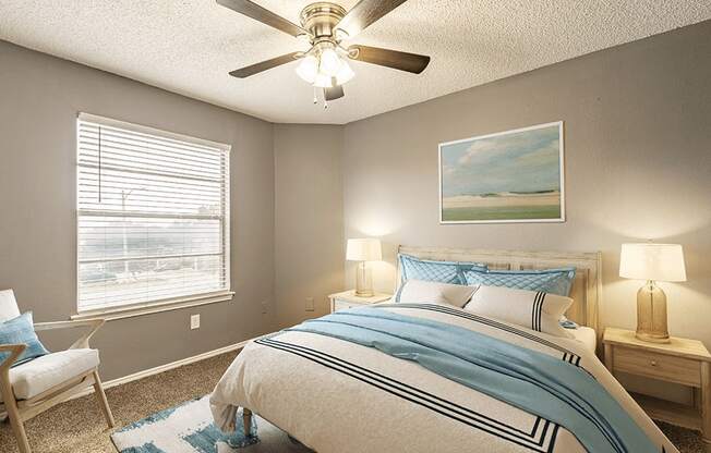 sunlit bedroom with lots on natural light