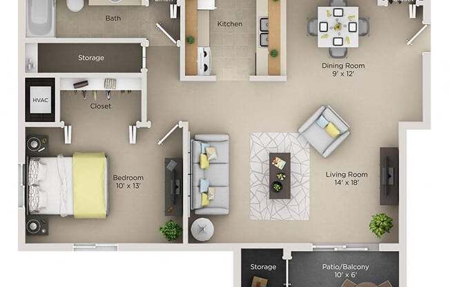 1 bed, 1 bath, 714 sqft, $1,093