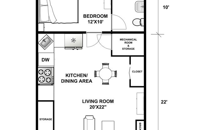 1 bed, 1 bath, 850 sqft, $2,750, Unit 1