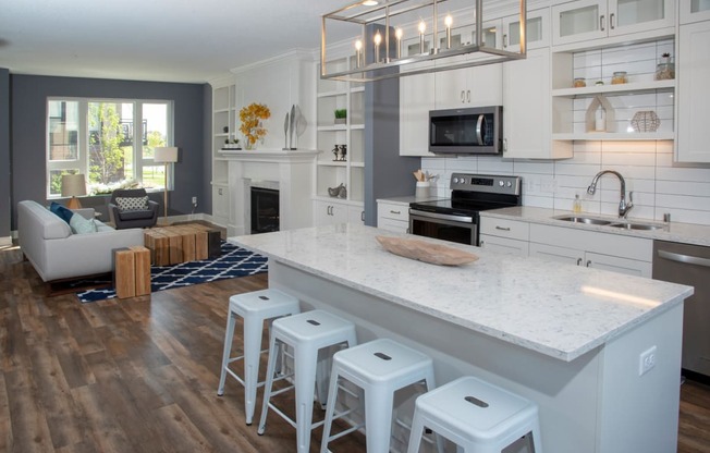 Large Center Island Kitchen at The McMillan, Shoreview