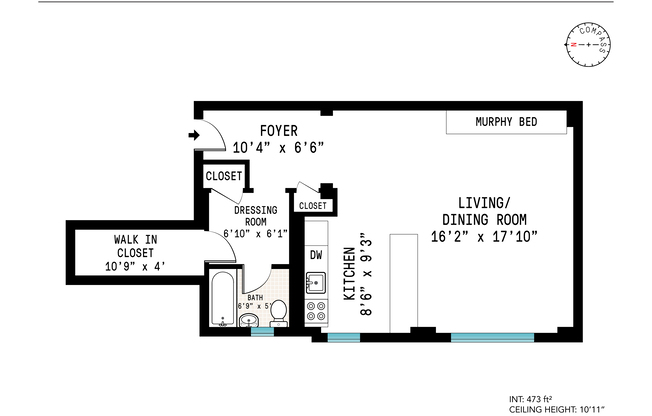 Studio, 1 bath, $2,595, Unit 1K