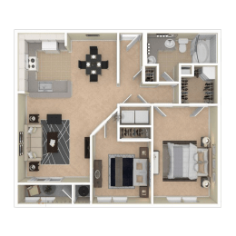 2 beds, 1 bath, 992 sqft, $2,487