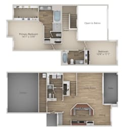 2 beds, 2.5 baths, 1,850 sqft, $2,701