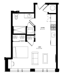 Studio, 1 bath, 500 sqft, $1,615