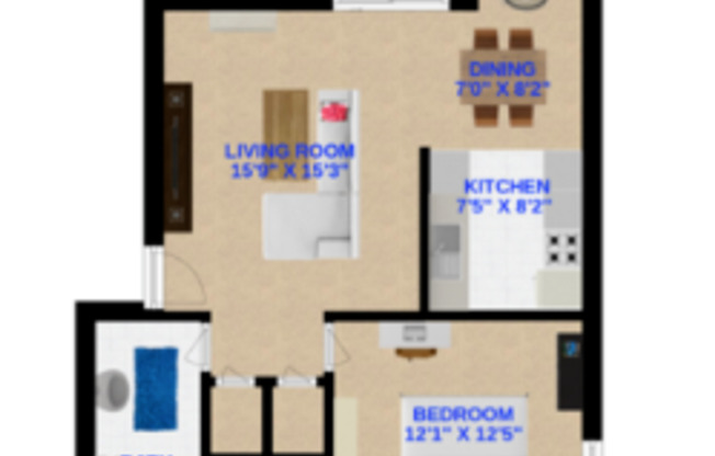 1 bed, 1 bath, 700 sqft, $685