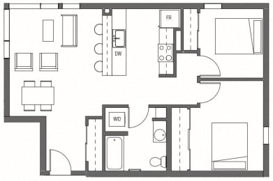 2 beds, 1 bath, 856 sqft, $2,655