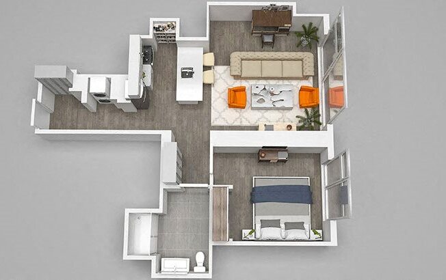 1 bed, 1 bath, 912 sqft, $2,909