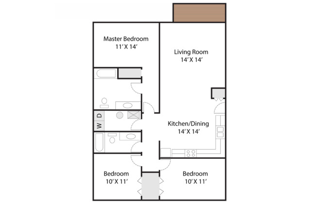 3 beds, 2 baths, 1,300 sqft, $1,200, Unit 201