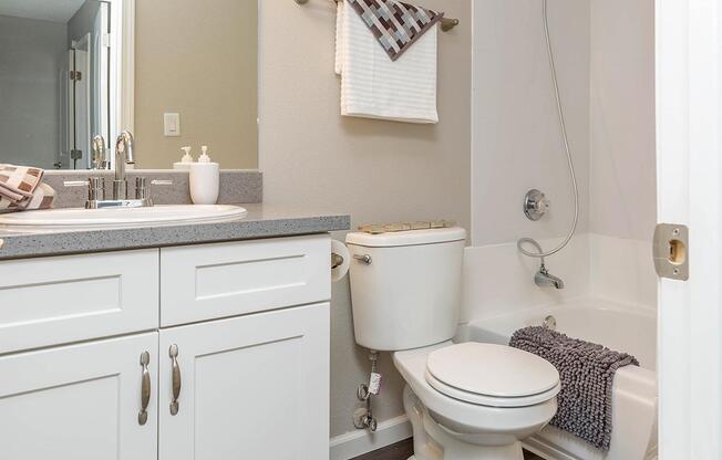 a white sink sitting under a mirror