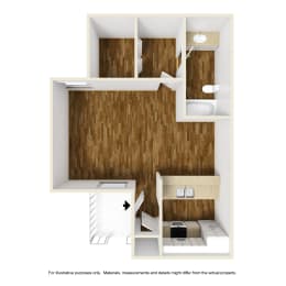 Studio, 1 bath, 530 sqft, $951