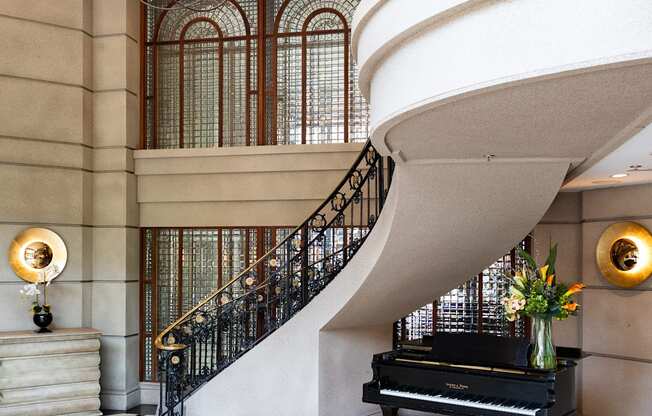 grand staircase in front foyer