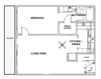 1 bed, 1 bath, 598 sqft, $2,636