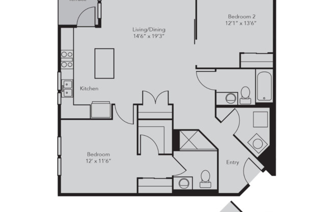 2 beds, 2 baths, 1,050 sqft, $2,095, Unit 3250-104