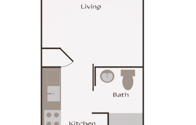 Studio, 1 bath, 294 sqft, $1,292, Unit 512