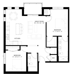 2 beds, 2 baths, 1,075 sqft, $2,163