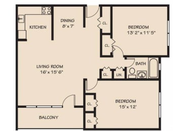 2 beds, 1 bath, $2,000