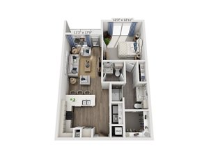 1 bed, 1.5 baths, 805 sqft, $2,436