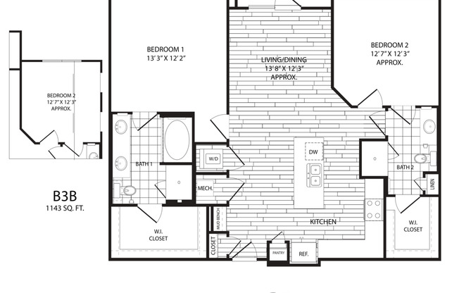 2 beds, 2 baths, 1,143 sqft, $1,920