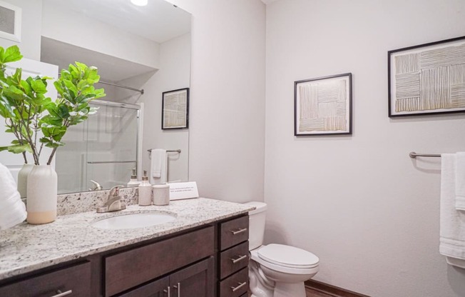 a bathroom with a toilet sink and mirror at The Yards and Backyards, Saint Paul, Minnesota  55075