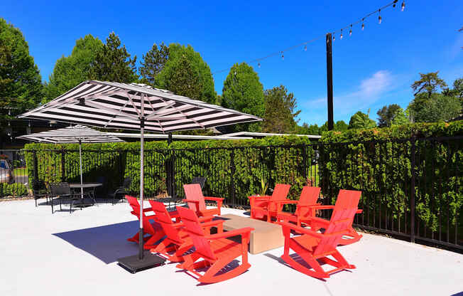 outdoor seating with umbrella