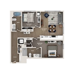 2 beds, 2 baths, 966 sqft, $2,865