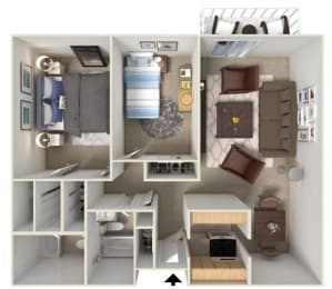 2 beds, 2 baths, 972 sqft, $1,357