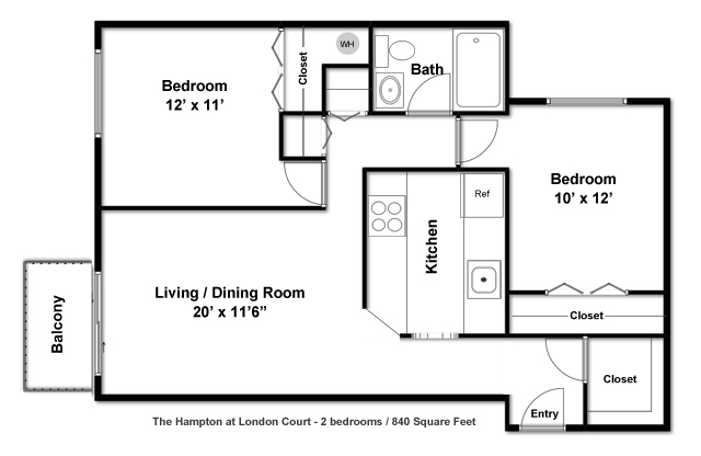 2 beds, 1 bath, 840 sqft, $1,895, Unit 010