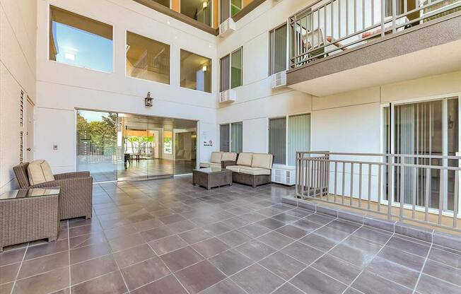 Lobby area with sofas and view at The Luxe, California, 95051