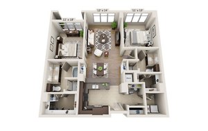 2 beds, 2 baths, 1,295 sqft, $3,600