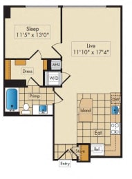  Floor Plan 1 Bed 1 Bath