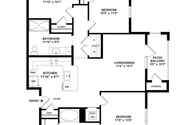 3 beds, 2 baths, 1,166 sqft, $762