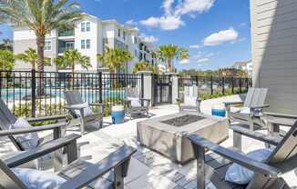 Image of a seating area with a firepit