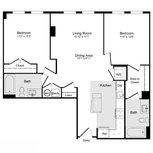 2 beds, 2 baths, 959 sqft, $2,673, Unit 101