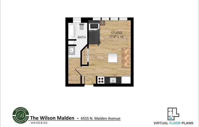 Studio, 1 bath, 305 sqft, $1,425, Unit 212