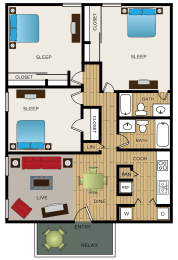 3 beds, 2 baths, 1,176 sqft, $1,589