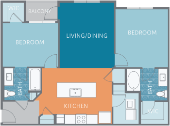 2 beds, 2 baths, 1,043 sqft, $2,057