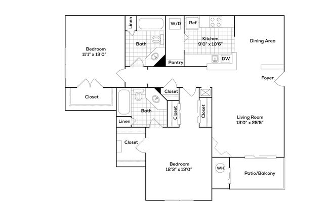 2 beds, 2 baths, 1,115 sqft, $2,550, Unit 110RT-101