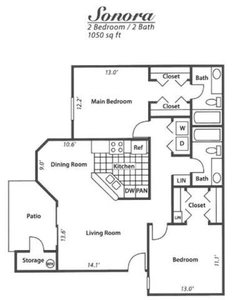 2 beds, 2 baths, 1,050 sqft, $2,025