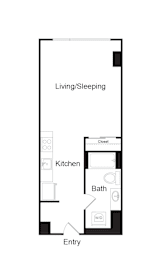 Studio, 1 bath, 465 sqft, $1,525