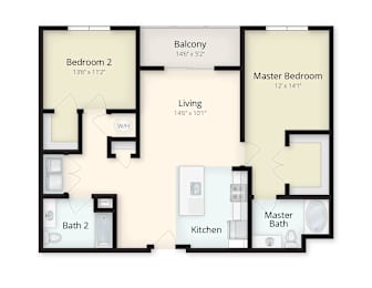 2 beds, 2 baths, 1,212 sqft, $3,807