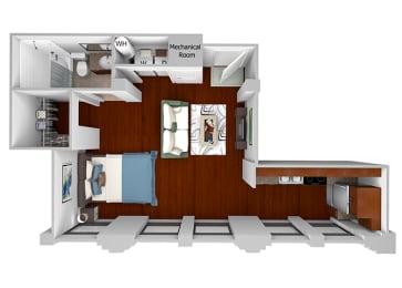 Studio, 1 bath, 621 sqft, $1,287