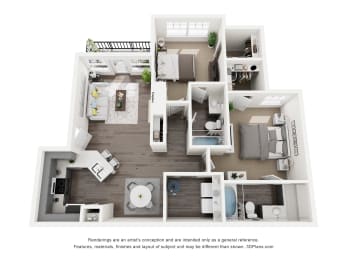 2 beds, 2 baths, 1,090 sqft, $1,449