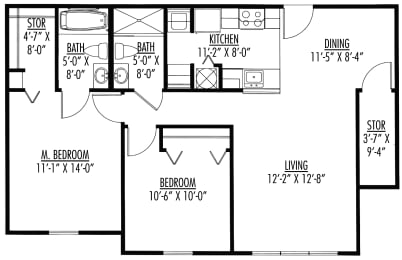 2 beds, 2 baths, 851 sqft, $1,192