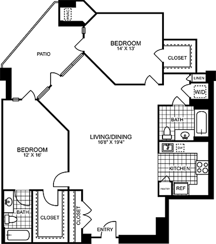 2 beds, 2 baths, 1,351 sqft, $4,668, Unit 1-548