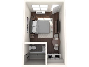 Studio, 1 bath, 202 sqft, $875