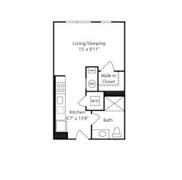 Studio, 1 bath, 412 sqft, $2,750