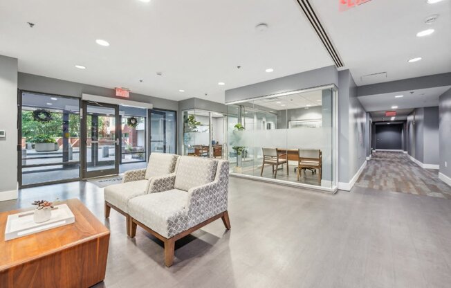 lobby at the Residences at Manchester Place in Manchester, New Hampshire